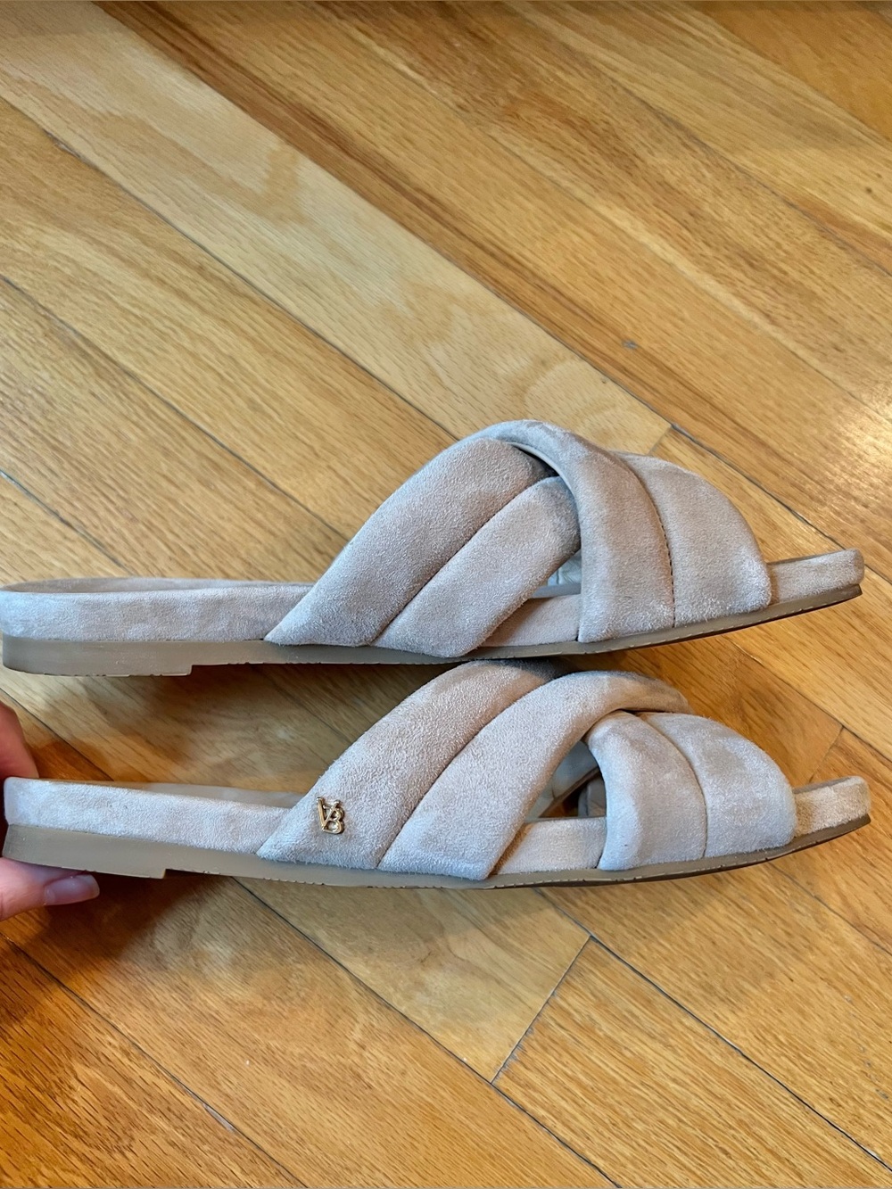 Veronica Beard Tan Nude Elise Suede Slide Sandals - Picture 8 of 15